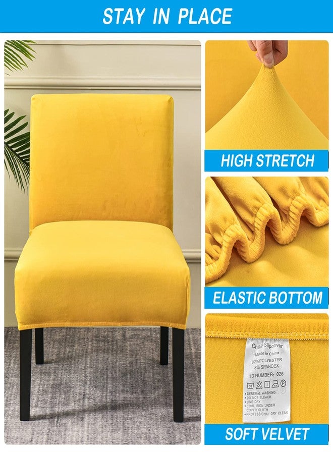 OBCREAT Armless Accent Chair Cover,High Stretch Slipper Chair Slipcovers Soft Velvet Armless Chair Covers with Elastic Bottom Plush Furniture Protector Cover for Living Room Home Hotel (Yellow) - Image 3